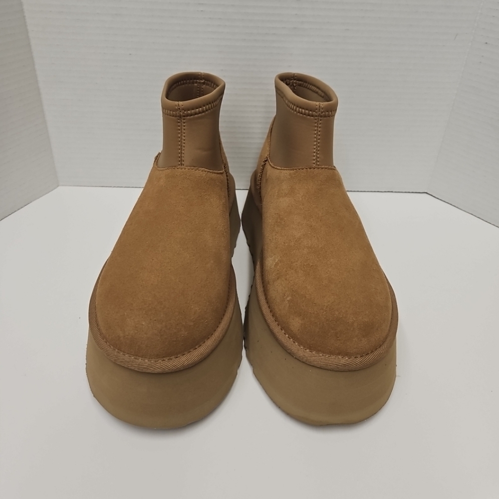UGG Brown Platform Boots with Bright Orange Detail - Picture 2 of 7
